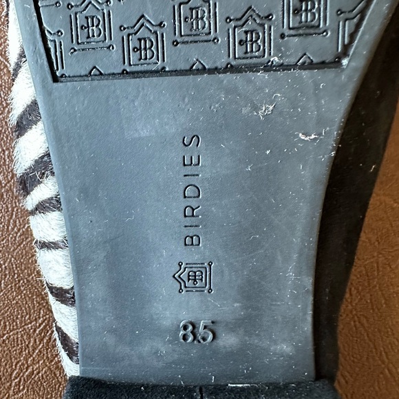 Birdies The Swan Zebra Animal Print Calf Hair Suede Mules Black Cream Size 8.5 - Picture 4 of 7